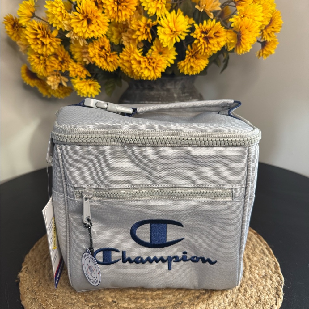 Champion Gray Cooler Bag with Navy Logo NWT
